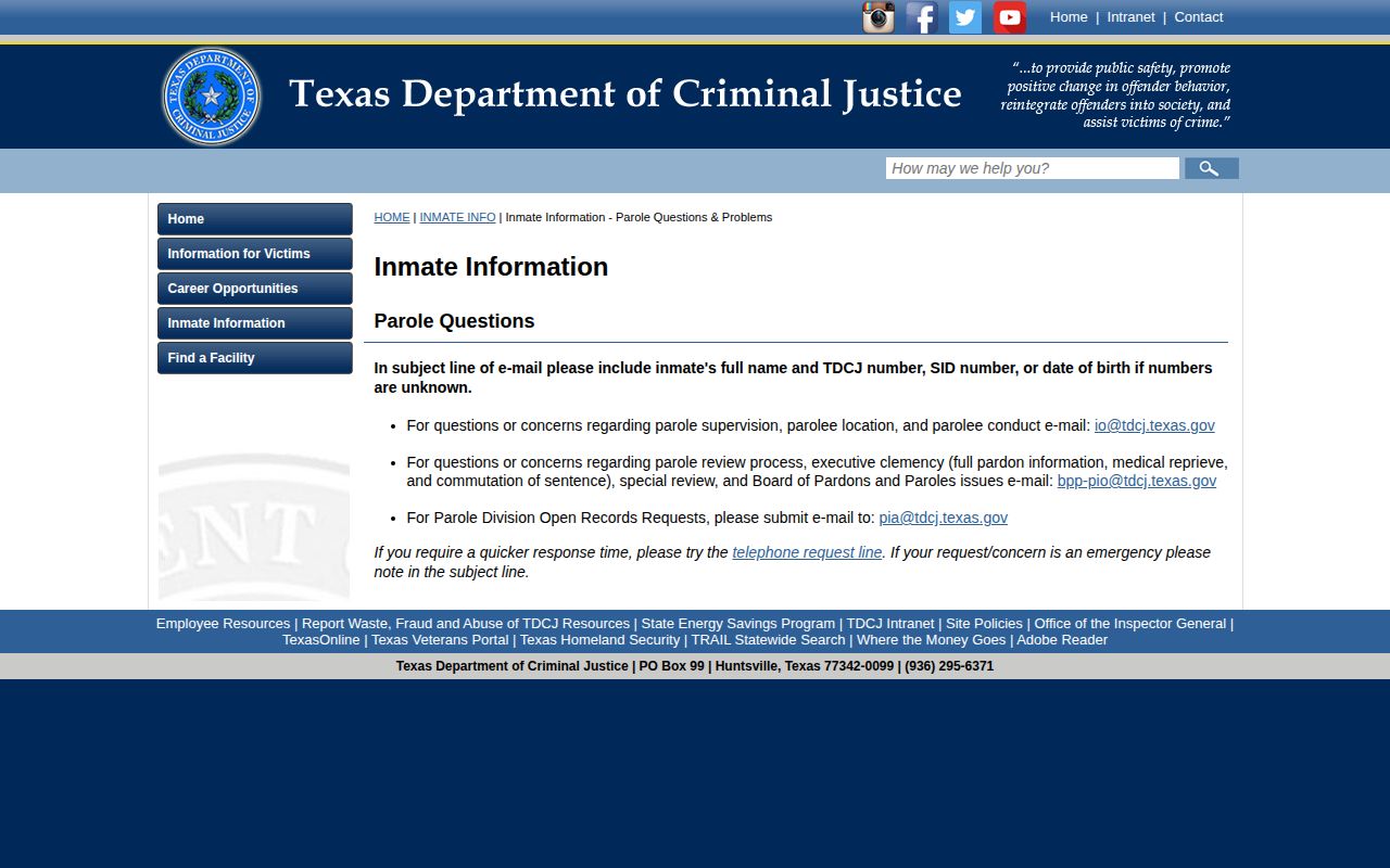 Burleson County post-release parole verification for a 72 hour search