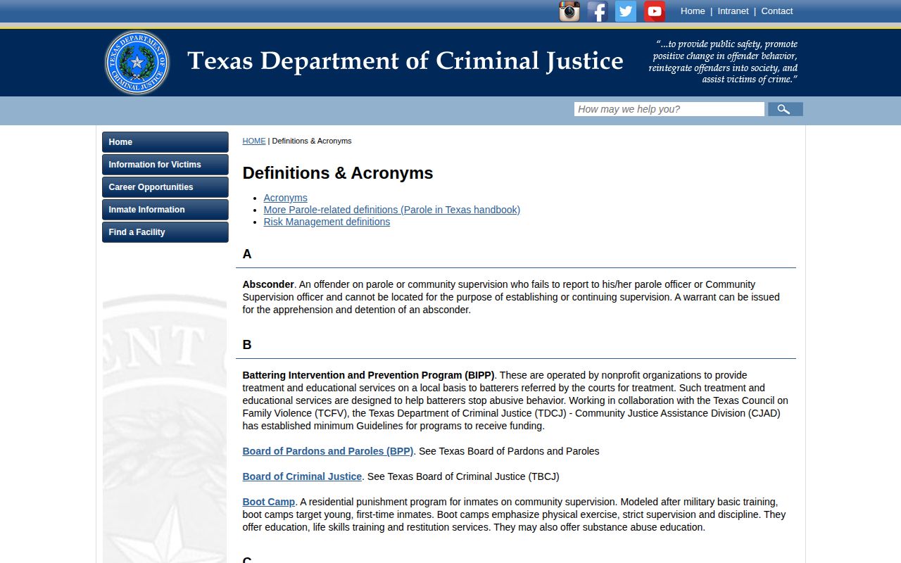 TDCJ projected release date definition for Burleson County cases