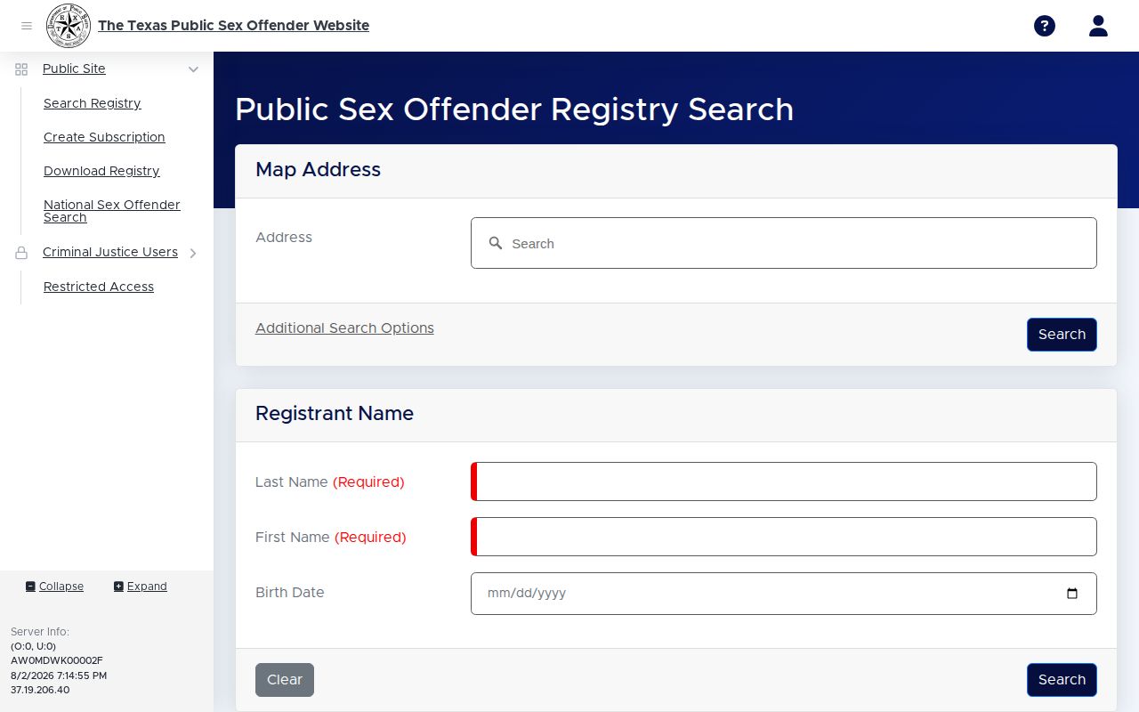 Texas DPS registry photograph search for a released Burleson County inmate